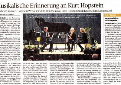 Musikalische Erinnerung an Kurt Hopstein